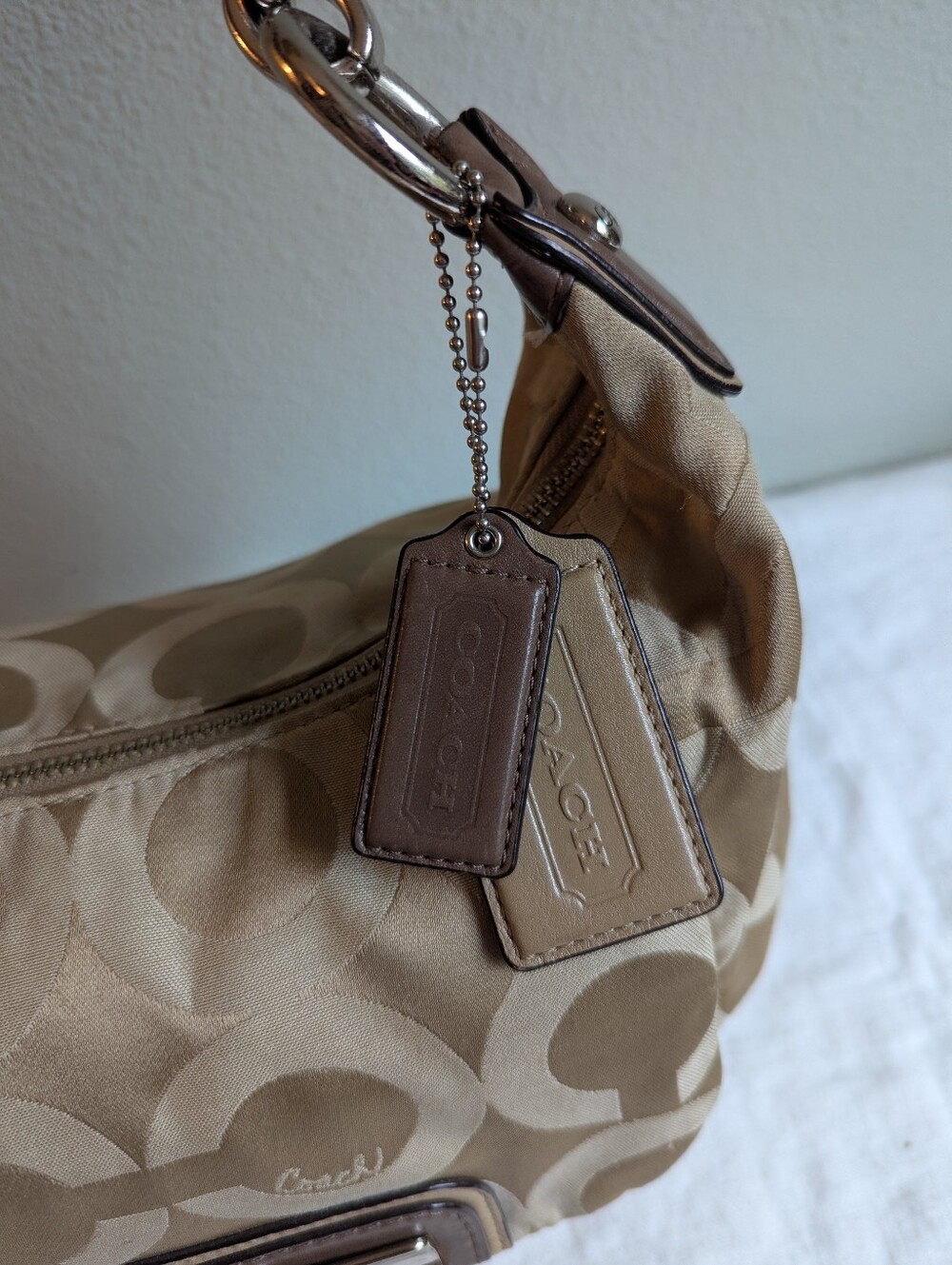 Vintage Y2K Coach Kristin Op Art Hobo Bag Shoulder Crossbody Signature Big C - Picture 3 of 16